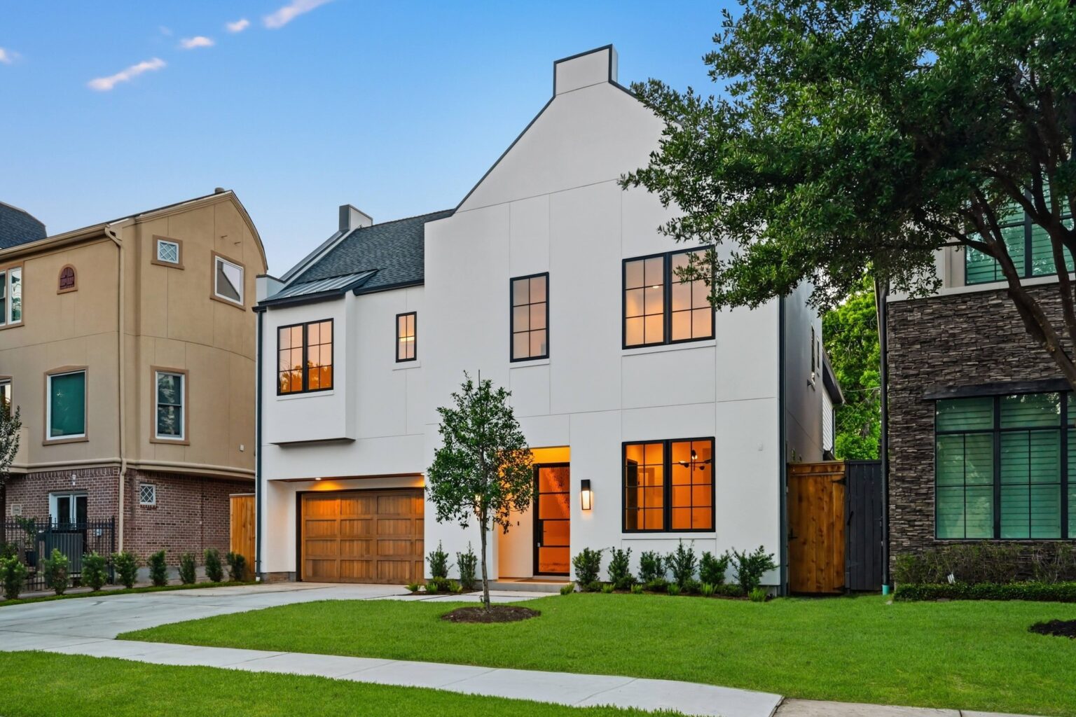 Home built by Scale Design+Build at dusk