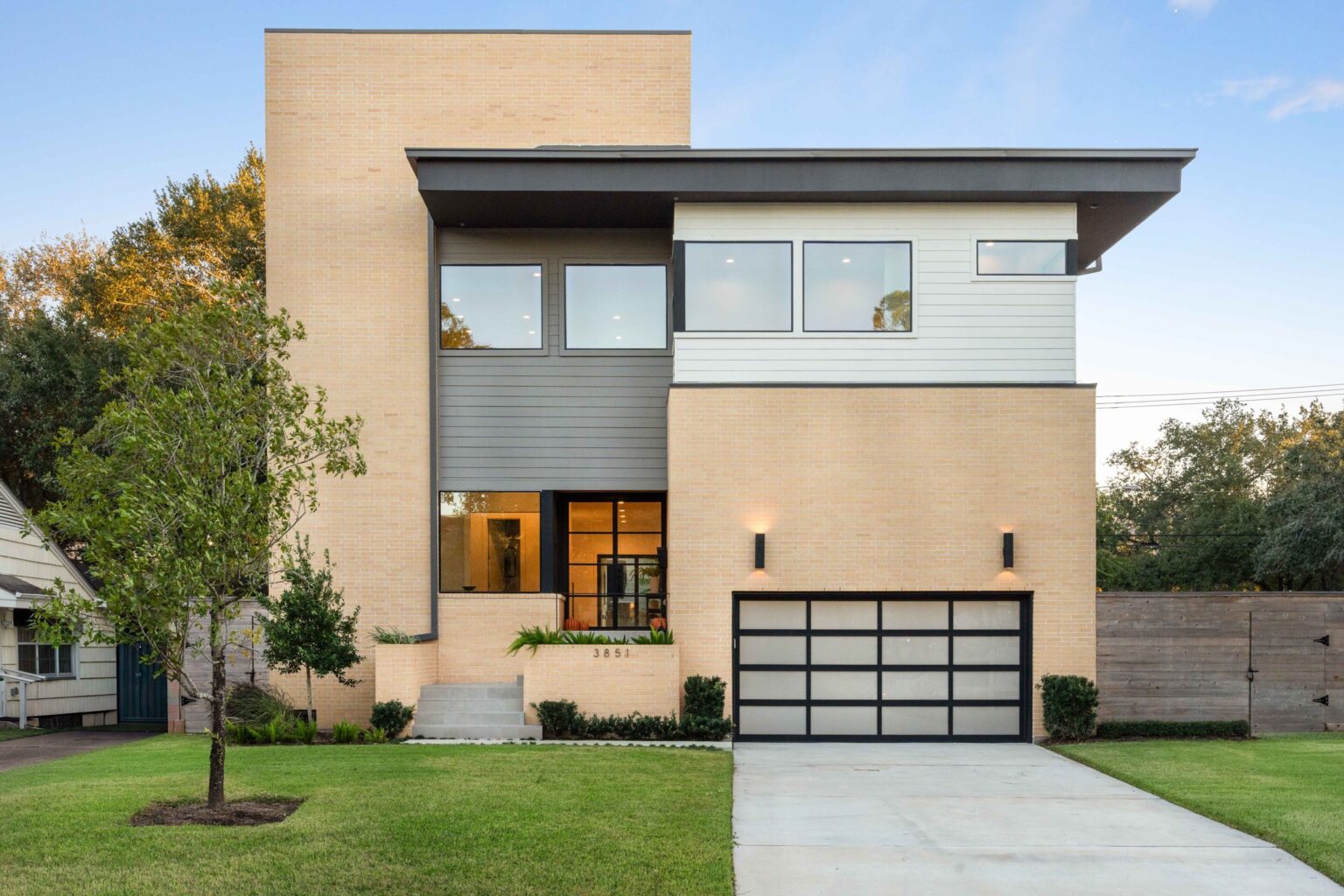 Home built by Scale Design+Build at dusk