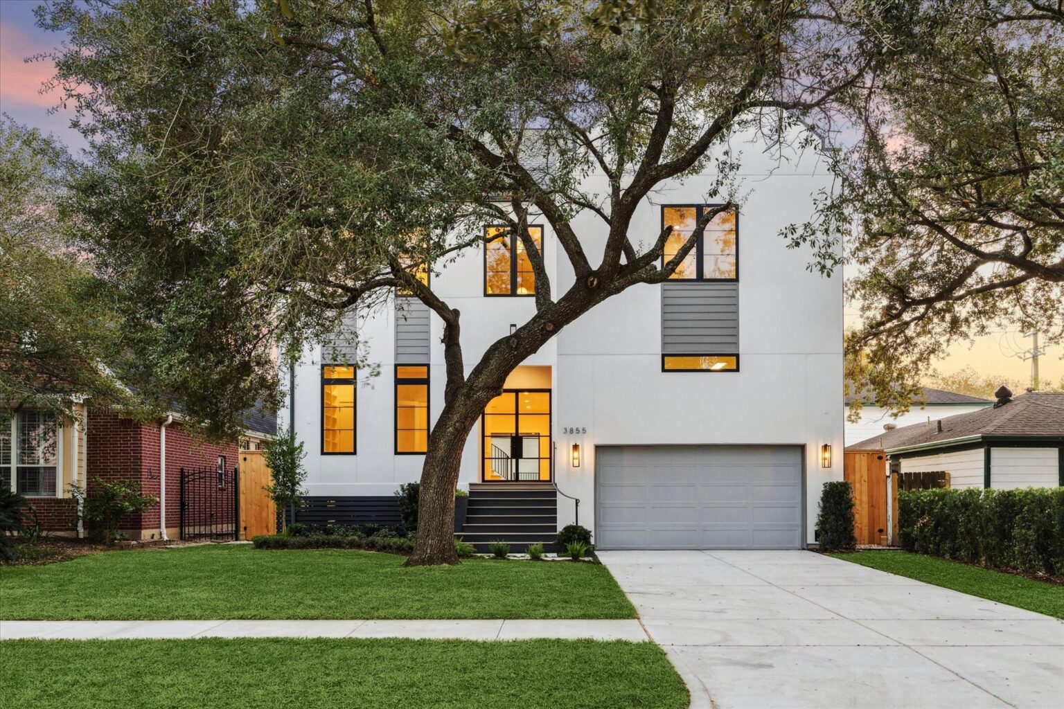 Home built by Scale Design+Build at dusk
