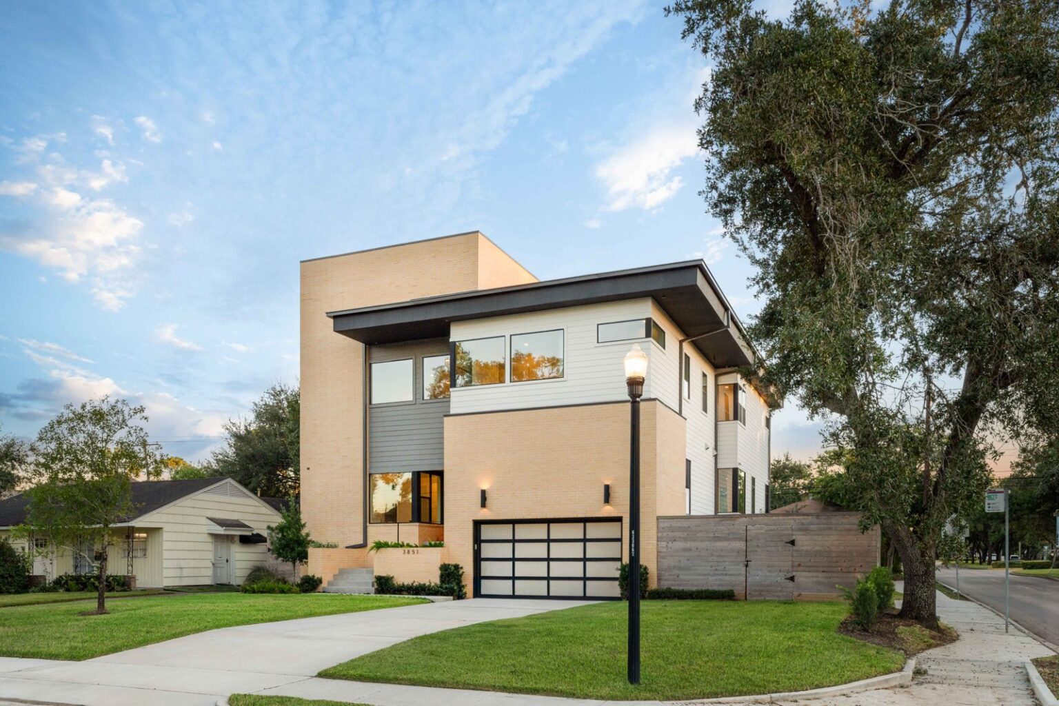 Home built by Scale Design+Build at dusk