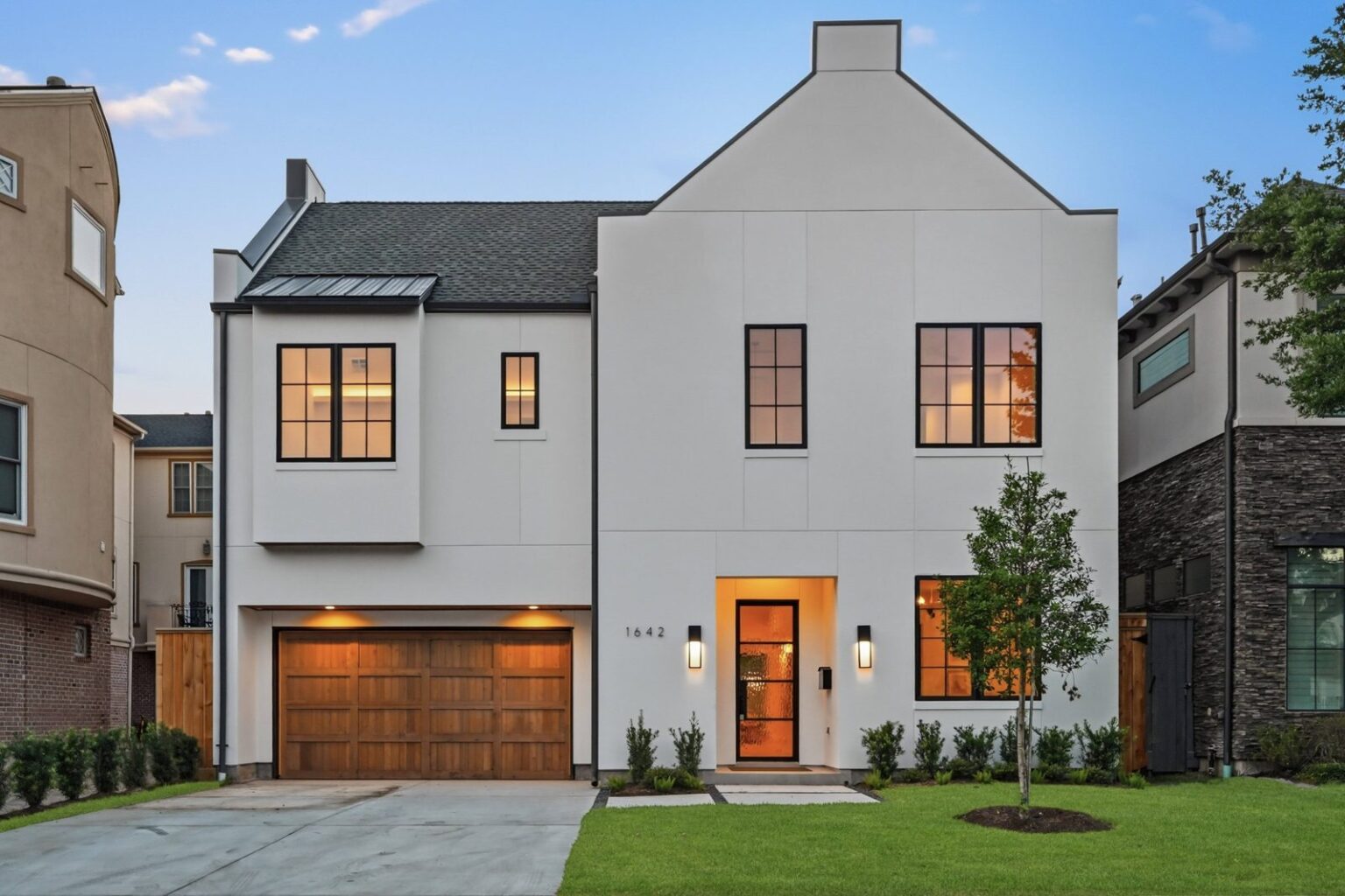Home built by Scale Design+Build at dusk